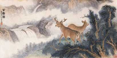 陆抑非 丙戌（1946年）作 百乐图 横幅